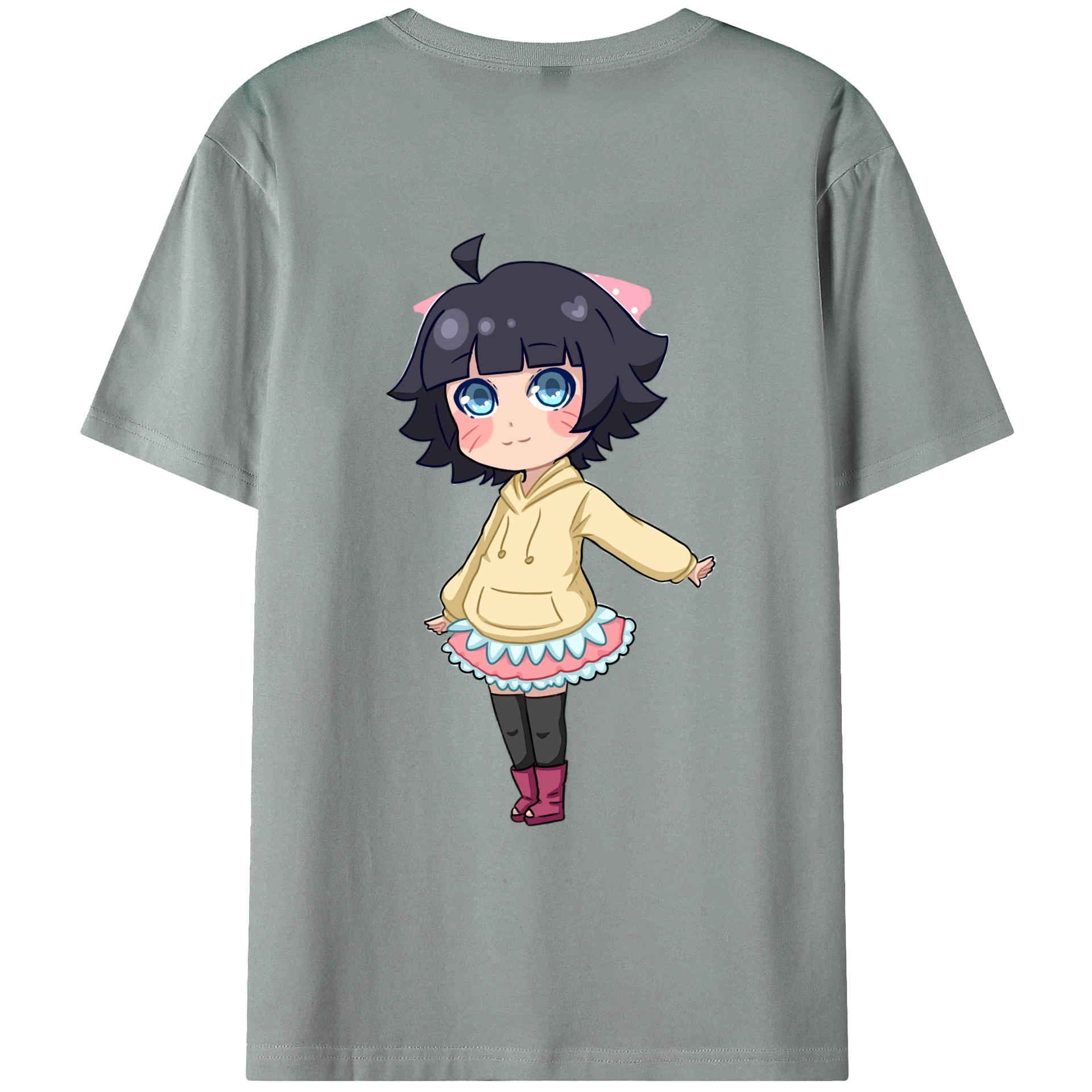 （画像用） NARUTO -ナルト- うずまき ヒマワリ Uzumaki Himawari 綿100％ メンズ半袖Tシャツ（バックプリント） 通気性
